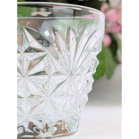 Set of 4 Anchor Hocking Arlington Diamond Fan Pattern Punch Cup Glass Teacups - Picture 6 of 7